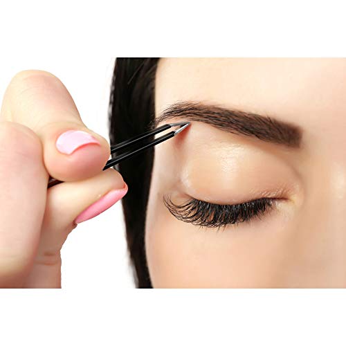 Slant Tweezers, Precision Stainless Steel Slant Tip Tweezers, 3 Pcs Eyebrow Tweezers by HAWATOUR