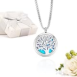 Essential Oil Diffuser Pendant Necklace,Stainless Steel Aromatherapy Diffuser Magnetic Locket Necklaces with 26
