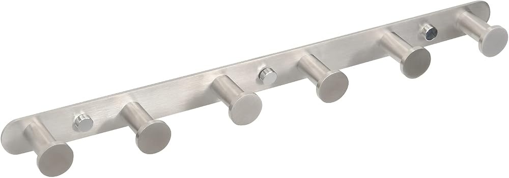 SOMDARHK Heavy Duty Stainless Steel Coat Hooks Wall Mounted Rack 6 Door Hooks