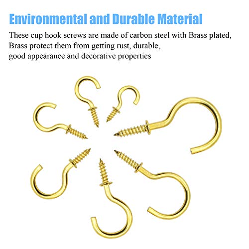 Cup Screw Hooks for Hanging, DYWISHKEY 136PCS 7 Sizes Cup Hooks Kit