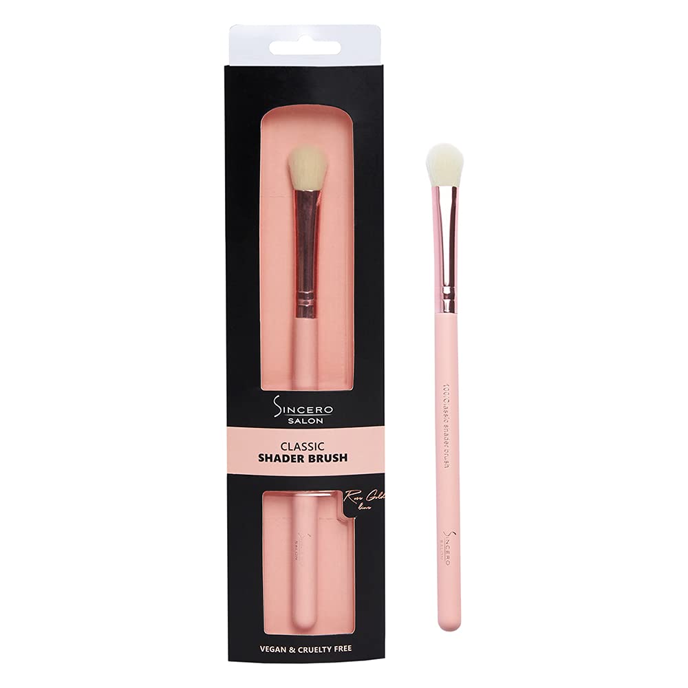 SINCERO SALON Flat Eyeshadow Brush I Perfect for Applying Cream, Liquid Eyeshadows I Rose Gold, 100% Vegan, Cruelty-Free Eye Shadow Brush I Eyeshadow Brushes & Eyeshadow Applicators, Perfect as a Gift