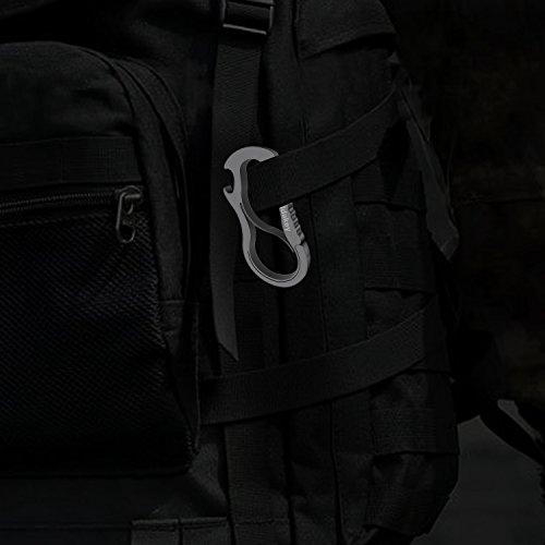 Idakekiy Full Stainless Steel Anti-lost KeyChain Carabiner Mutil Function Home Tool with Bottle Opener for Home (Black)