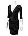DRESSIS Womens V-Neck Shirring Side Wrap Bodycon Dress