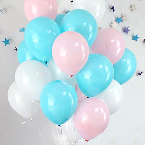BALONAR 60pcs 12inch Pink White and Blue Latex Balloon for Birthday Party Decoration Baby Shower Supplies Wedding Ceremony Balloon Anniversary Decorations Arch Balloon Tower (Blue 02)