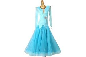 Backless Waltz Tango Competition Dress Women's Ballroom Dance Dresses Mesh Long Sleeve Modern Flamenco Dancewear