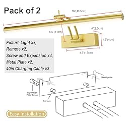 Yuichoy 2 Pack Picture Light Battery Operated for