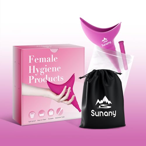 Sunany Female Urinal, Female Urinal with Silicone Funnel, Portable for Standing Female, Reusable Urinal for Female Toilet, for Outdoor, Activities, Camping, Travel