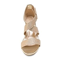 DREAM PAIRS Women's Elastic Ankle Strap Wedge