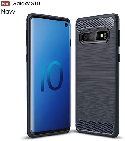 Gray Plaid Samsung Galaxy S10 Case,Ultra Slim Lightweight Shockproof Flexible Soft TPU Silicon Protective Case Back Cover and Carbon Fiber Design for Samsung Galaxy S10 - Blue