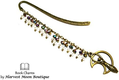 Goddess Bookmark, Crescent Moon Bookmark, Moon Bookmark, Iridescent Beaded Bookmark, Wicca Bookmark, Wiccan Bookmark, Witchcraft Bookmark, Pagan Bookmark, Metaphysical Bookmark