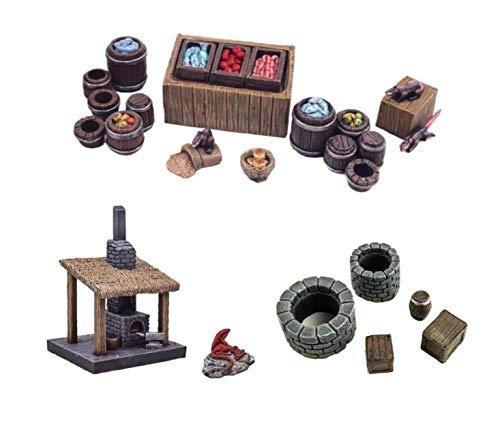 War World Gaming Fantasy Village Komplettset - 28mm Fantasie Tabletop Gelände Modell Diorama Modellbau Landschaft… – Bild 7