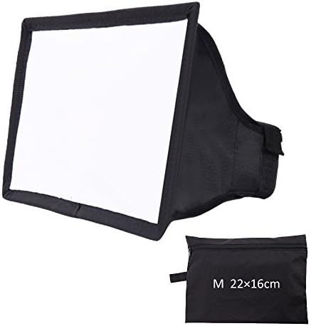 LITFAD 9x7inch / 22x16cm Universal Foldable Flash Diffuser Light Softbox Kit with Rubber ANTI-SLIP Grip and Waterproof Storage Bag for Canon, Yongnuo, Nikon, Sony and other DSLR Camera Speedlight