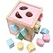 Babe Rock Shape Color Sorter Toddler Toy - Wooden Toddler Toy Color Recognition Shape Sorting Cube Lid for Toddlers Learning Sort and Match Toys for 3 Years Old Boys Girls