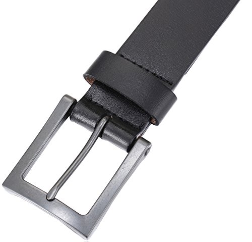 Marino Avenue Men's Genuine Leather Belt, Classic Jean Style, 1.5" Width - Black - 48