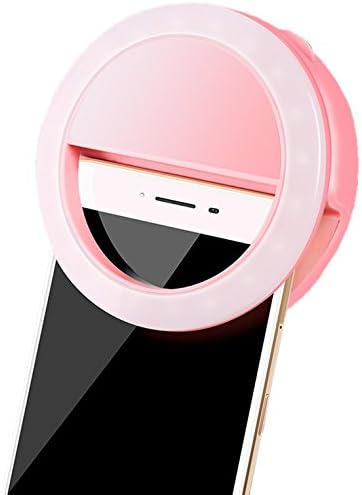 Selfie Ring Light Clip with 36 LED 3 Level Dimmable Universal Design for Smart Phone Tablet iPhone 6 6S Plus iPad mini 5 Pro and more (Pink)