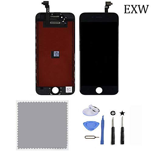 EXW LCD Replacement Touch Screen Digitizer & LCD Display with Frame Assembly Front Glass Fit for iPhone 6 4.7 Inch (Black)
