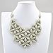 JANE STONE Fashion Necklace Tessellate Necklace Net Statement Beaded Jewelry Bib Jewellery for Women Party Gift(Fn0511-Grey)
