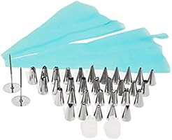 Sugar Lips 32 Pieces Russian Piping Tips for Cake Decoration Kit Stainless Steel Icing Piping Nozzles Set with 2 Silicone Pastry Bags, Couplers and Flower Nails (Piping Tips)