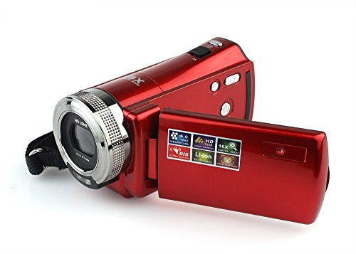 Camera Camcorder, Fosa Portable Digital Video Camcorder Handy Camera, HD DV 1080P 24MP 16X Digital Zoom Video Camera Recorder with 2.7" LCD and 270 Degree Rotation Screen(Red)