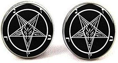 Church of Satan Sigil of Baphomet Cufflinks,Glass Cufflinks