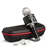 Wireless Portable Karaoke Microphone - 2018 New design Instagram 5000+Likes Bluetooth Karaoke Microphone/Handheld Cellphone Karaoke Player for iPhone or Android Smartphone & PC (Black)
