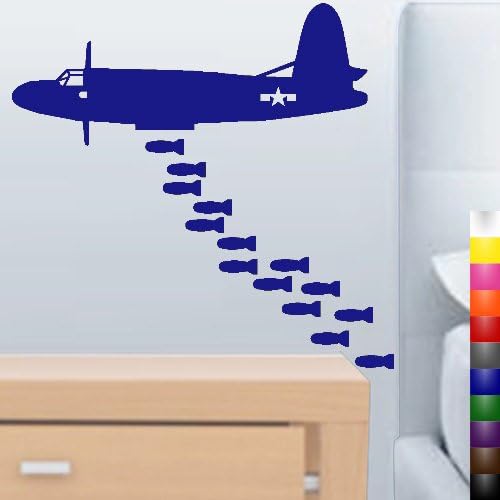 StikEez Blue 20" WW2 Bomber w/ Bombs 15 Pack Military Wall Decal