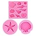 Seashell Silicone Fondant Mold Big Sea Shells Chocolate Candy Starfish Mold For Beach Theme Wedding Birthday Party Cake(3PCS)
