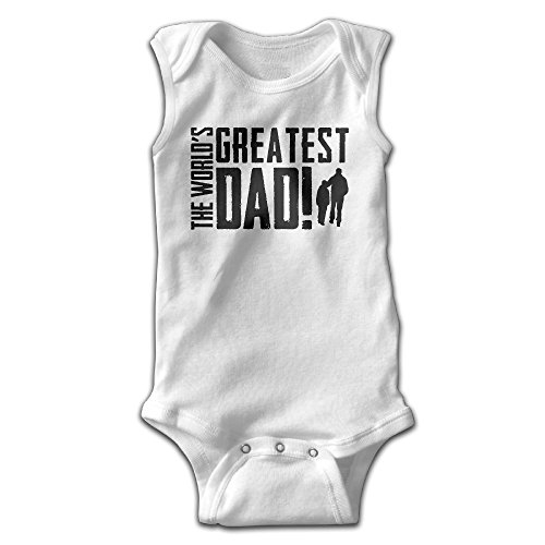 Worlds Greatest DAD! Fathers Day 1 Baby Boys' Sleeveless Romper Creeper White