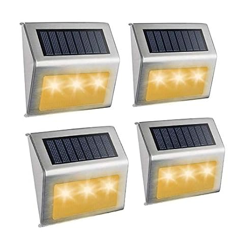 Roopure Newest Version Warm 8 Led Warm White Solar Deck Lights