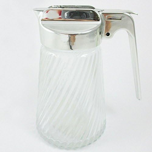 8.5 Oz Glass Syrup Dispenser Honey Maple Sugar Jar Milk Pitcher Plastic Top Lid