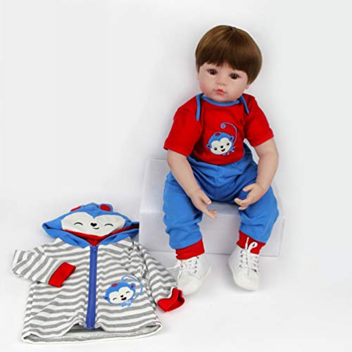 ZIYIUI 55 cm 22 Zoll Reborn Babypuppe Junge Realistische Reborn Baby Doll Boy Handgemacht Weichkörper Silikon öffnen… – Bild 5