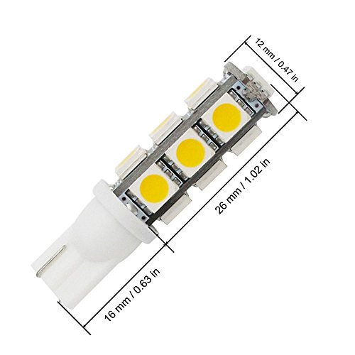 GRV T10 921 194 13-5050 SMD Wedge LED Bulb lamp Super Bright Warm White DC 12V Pack of 10