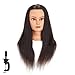 Traininghead 20-22'' Female Mannequin Head 100% Human Hair Hairdresser Training Practice Head Cosmetology Manikin Head Doll Head with Clamp Stand (1711-16'')