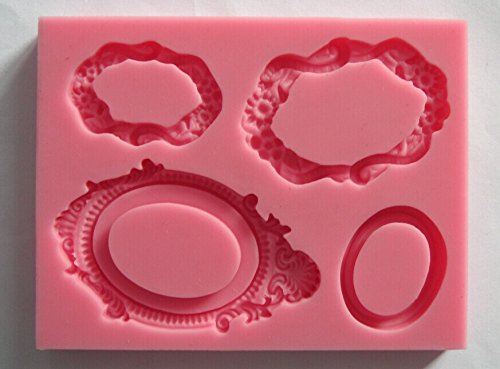 Anyana 3D Vintage Mirror Frame silicone fondant mold cake decorating tool cupcake topper edible gum paste sugar pastry decoration - Thumbnail 2
