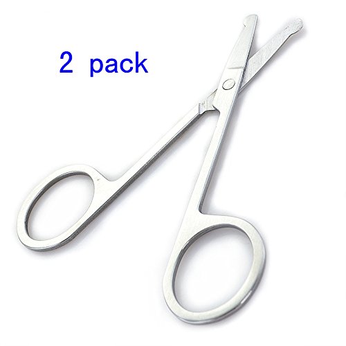 Stainless Steel Professional Nose Ear Scissors 9cm Safety Round Tip Makeup Tool Baby Nail Scissors Pack of 2