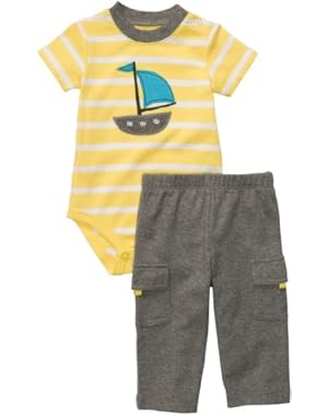 Carter's Cute & Comfy Set - White/Yellow Stripe-6 Months