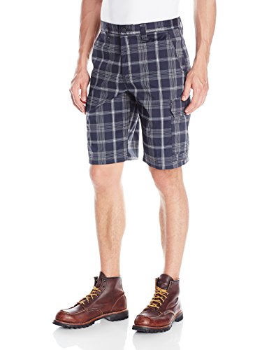 Dickies Men's Performance 11 Inch Flex Cargo Short, Dark Navy/Smoke Plaid, 34