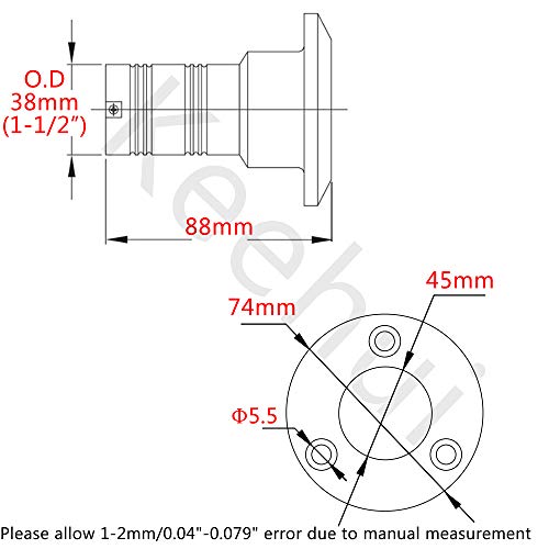 keehui Mirror-Like Polished 316 SS for 1-1/2''(38MM) Marine Boat Yacht Caravan Diesel Tank Deck Fill Filler with Key Cap and Key