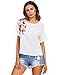 SweatyRocks Women's Causual Summer Tops Floral Embroidered Short Sleeve T Shirt S