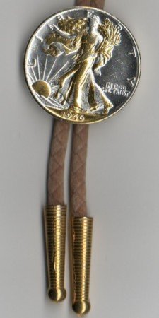 Gorgeous 2-Toned Gold & Silver Old U.S. Walking Liberty dollar - Bolo ties
