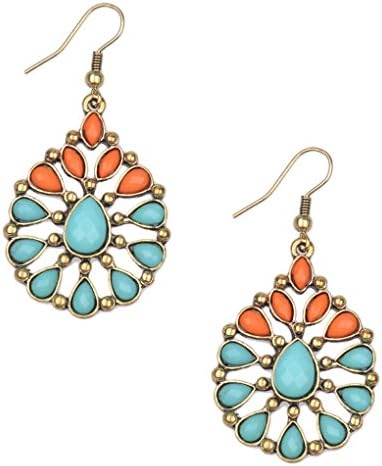 Jew: 1 Pair Fashion Drop Earrings Vintage Bohemia Dangle Hollow Earrings Xmas Gift HQE161