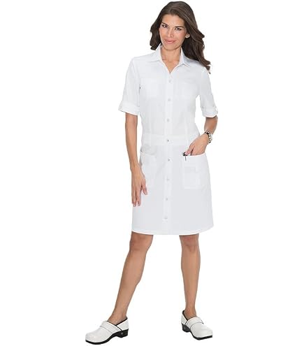 Adar Universal Scrub Dress for Women - Fitted Midriff Dress - 2810 - White