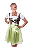 Bavarian Women's Dirndl dress 3-pieces with apron and blouse green pink