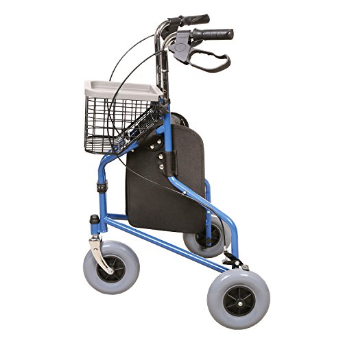 3Wheeled Rollator Rolling Walker with Basket Tray Easy Health Care