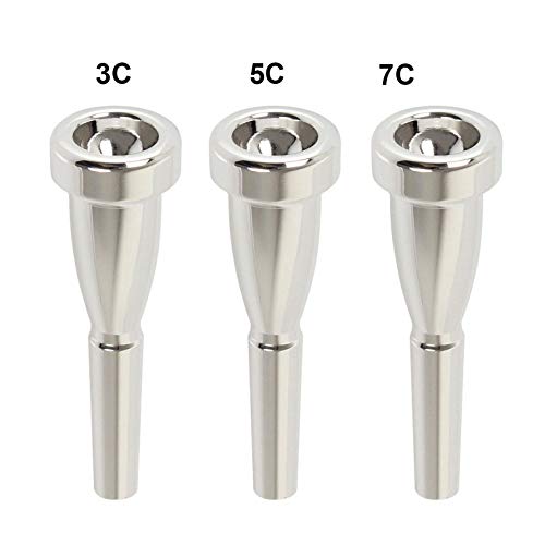 Pakala66 Silver Trumpet Mouthpiece 3C 5C 7C Size Instrument Accessory for Bach Pack of 3
