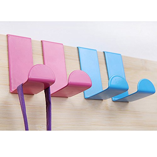 Coralpearl Over The Door Utility Hooks Rack Hanger Kitchen Metal Organizer, Stainless Steel Coat Clothes Storage Set With Cartoon Memo Holder Pack of 4 (Pure Hook)