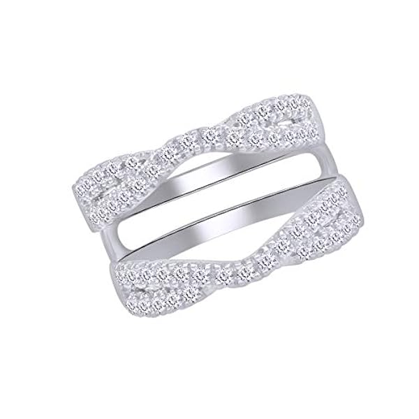 Affy 1 00カラット ダブルインフィニティウェディングリングガードエンハンサー スターリングシルバー キュービックジルコニア们き