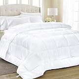 Equinox All-Season White Quilted Comforter - 88 x 88 Inches - Goose Down Alternative Queen Comforter - Duvet Insert Set - Machine Washable - Plush Microfiber Fill (350 GSM)