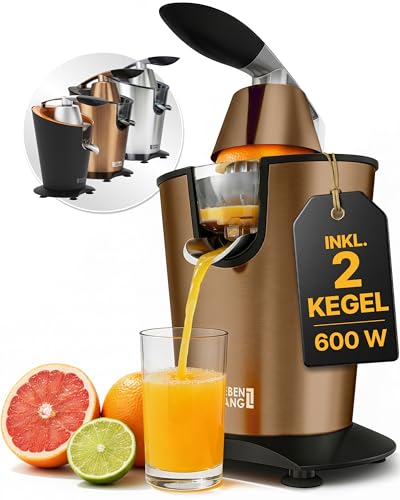 LEBENLANG Saftpresse elektrisch 600W - Inkl. Edelstahlkegel & BPA-Frei