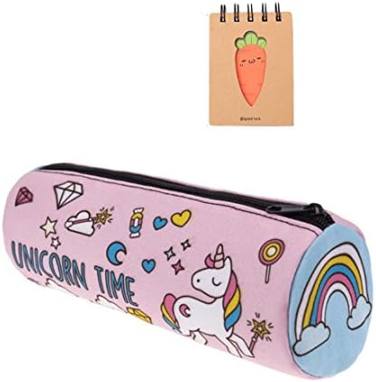 Oexper Makeup Bag, Cute Unicorn Pencil Pen Case Holder Organizer Stationery Pouch Funny 3D Print Cosmetic Bag Travel Bag for Girls and Women with Free Gift Note Book